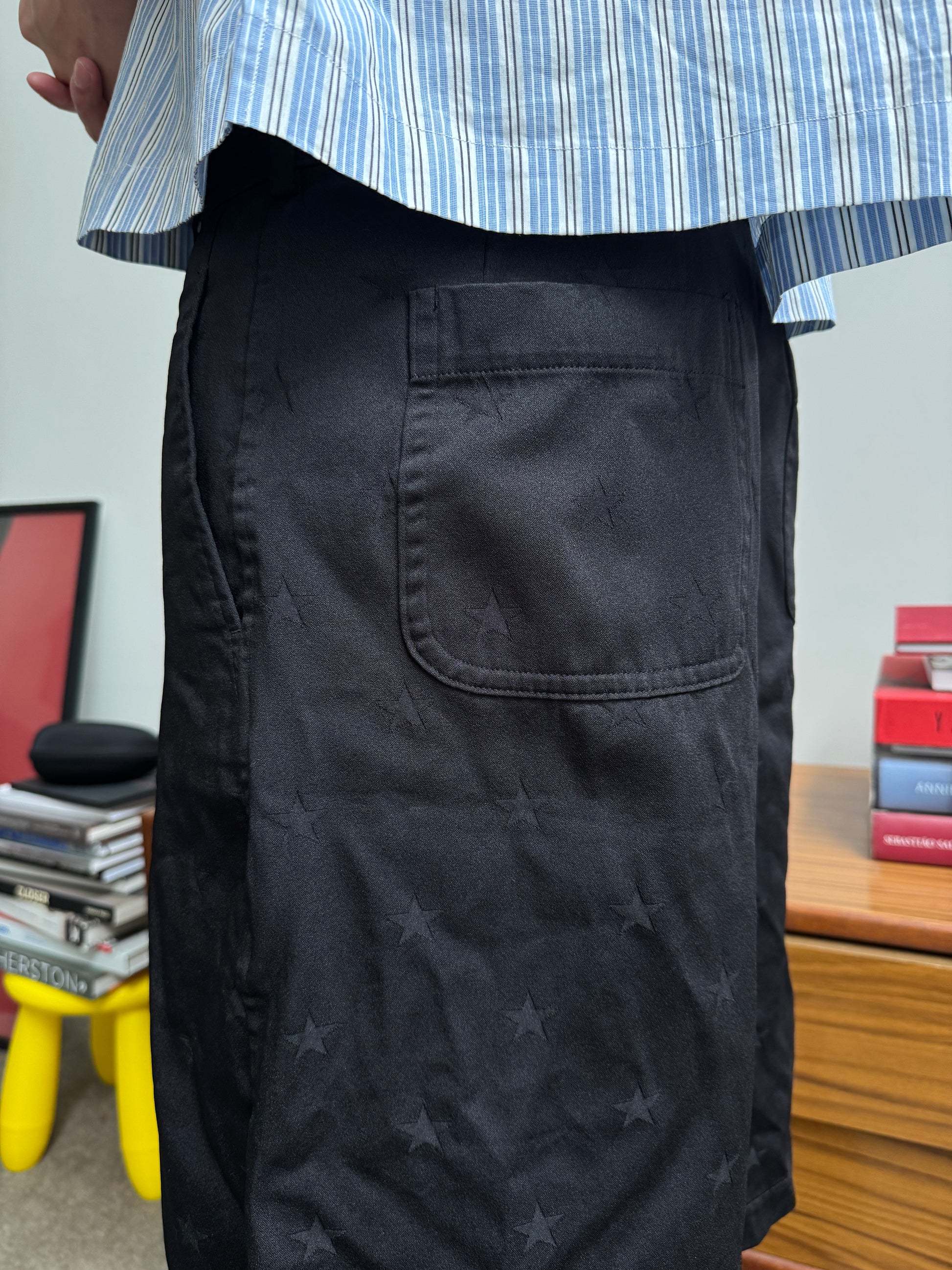 Comme des Garcons Star Boiled Polyester Wide Shorts