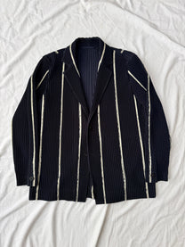 Issey Miyake Homme Plisse Pleated Single Breasted Jacket - Chalkstripe