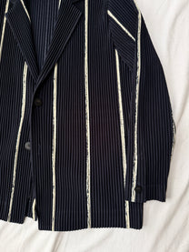 Issey Miyake Homme Plisse Pleated Single Breasted Jacket - Chalkstripe