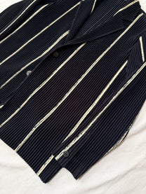 Issey Miyake Homme Plisse Pleated Single Breasted Jacket - Chalkstripe
