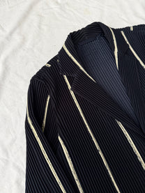 Issey Miyake Homme Plisse Pleated Single Breasted Jacket - Chalkstripe