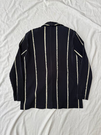 Issey Miyake Homme Plisse Pleated Single Breasted Jacket - Chalkstripe