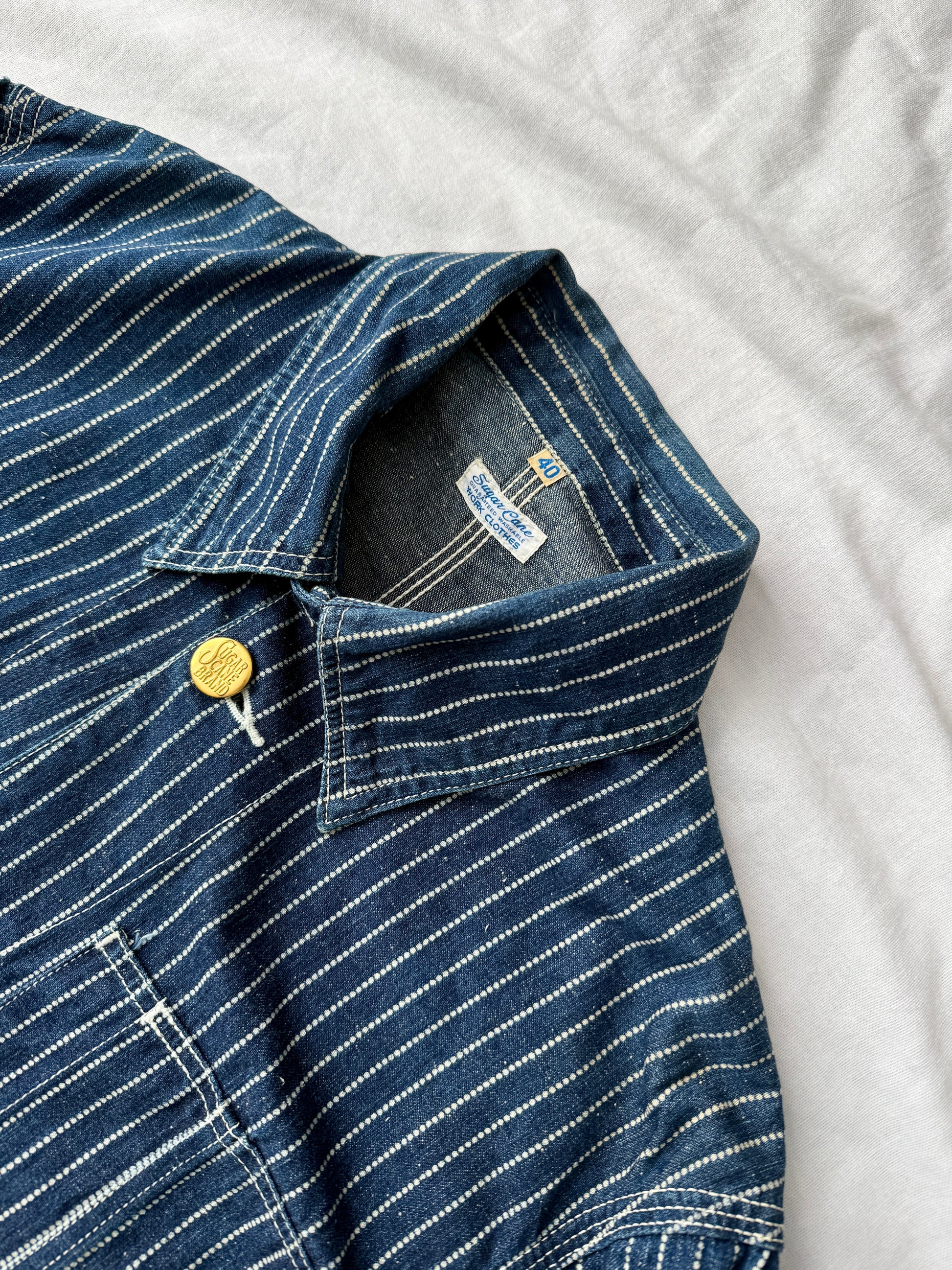 Sugarcane Pinstriped Denim Chore Coat