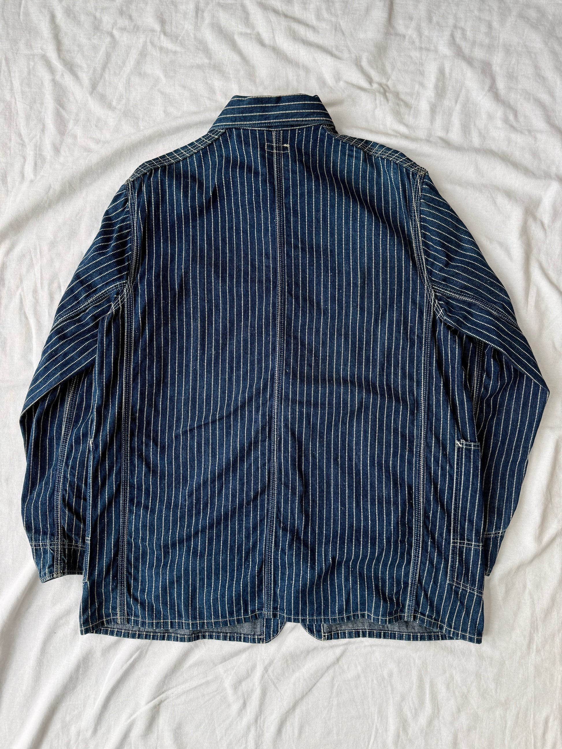 Sugarcane Pinstriped Denim Chore Coat