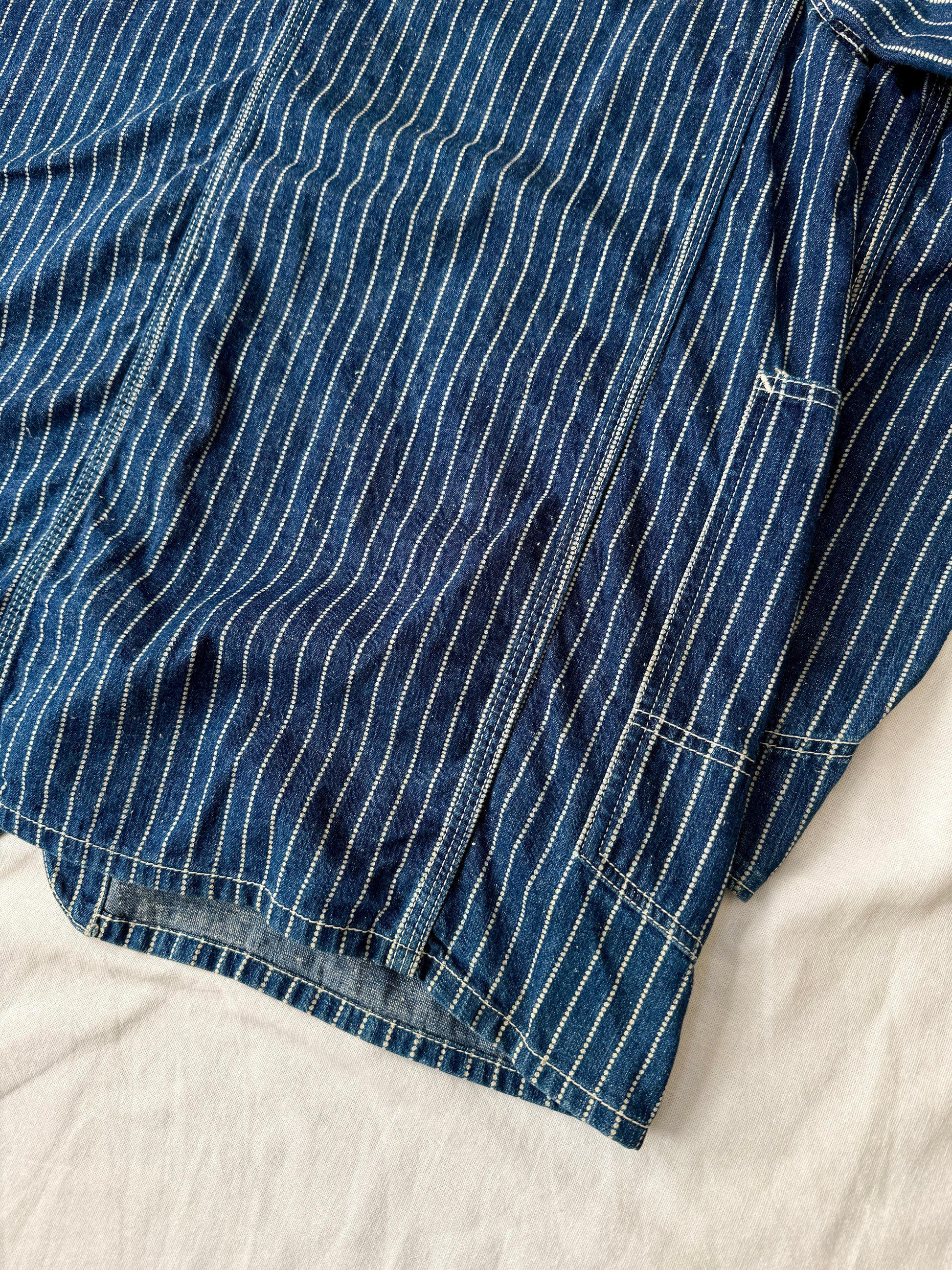 Sugarcane Pinstriped Denim Chore Coat