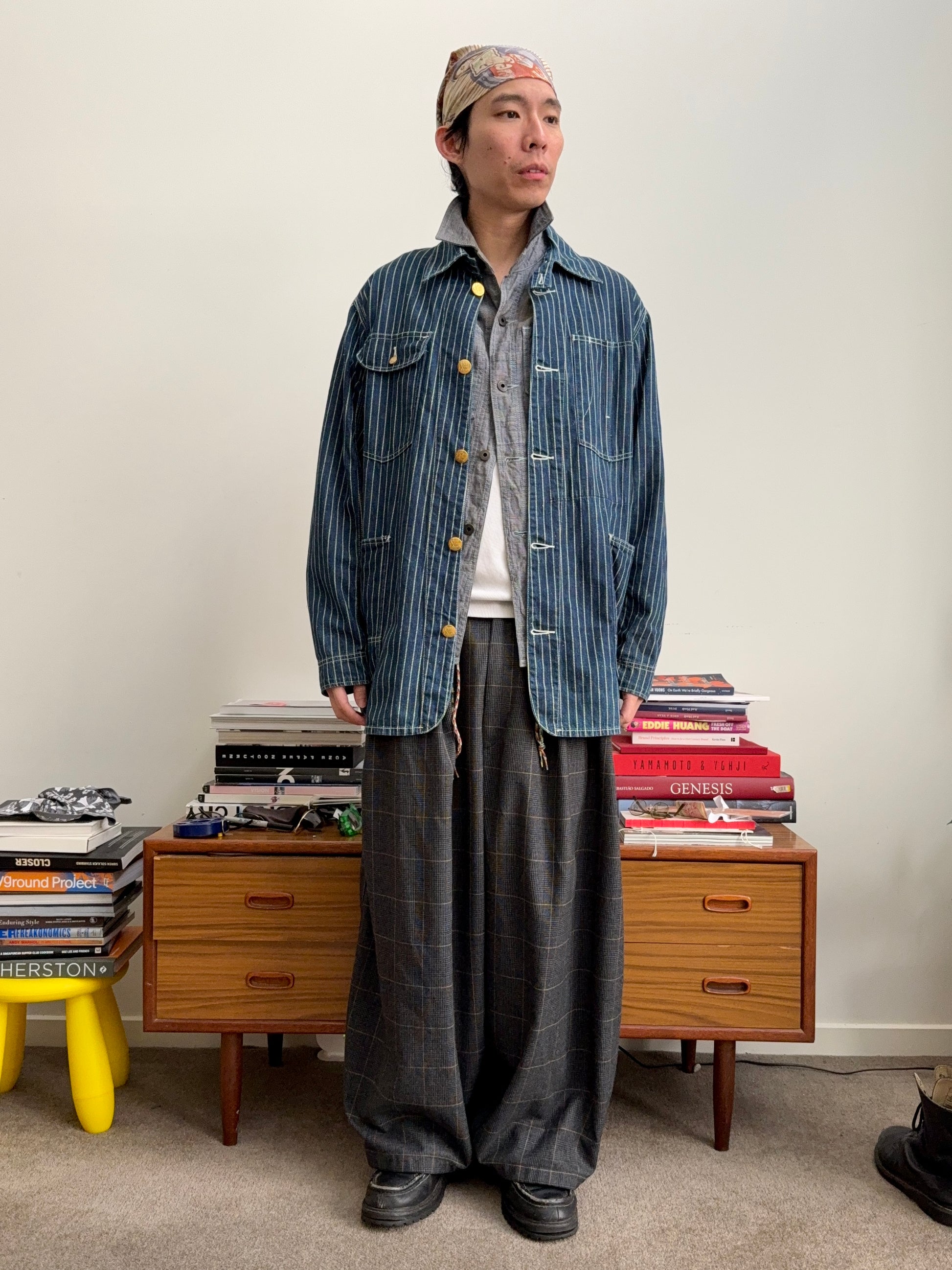 Sugarcane Pinstriped Denim Chore Coat