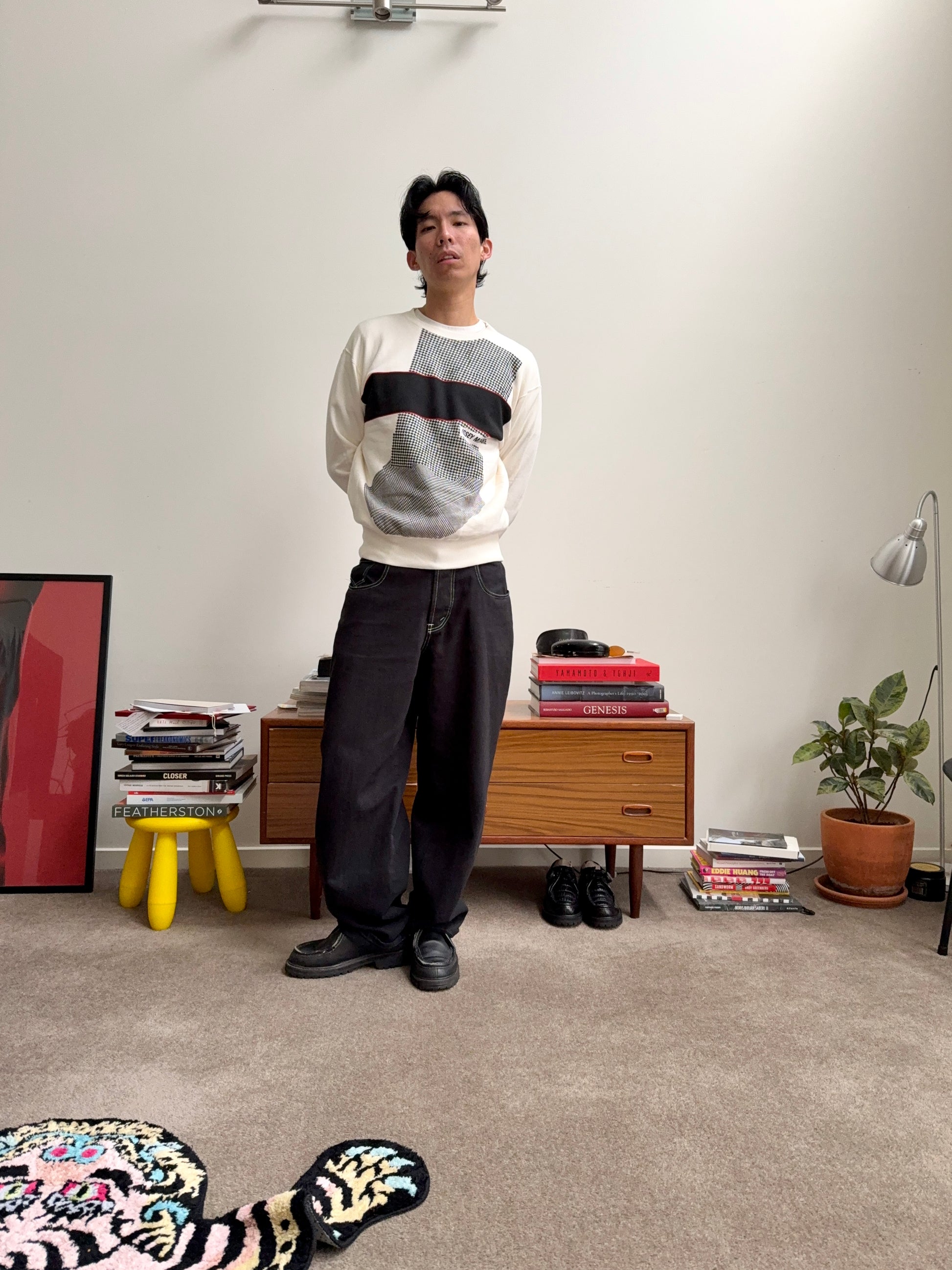 Issey Miyake 80s Houndstooth Panel Jumper