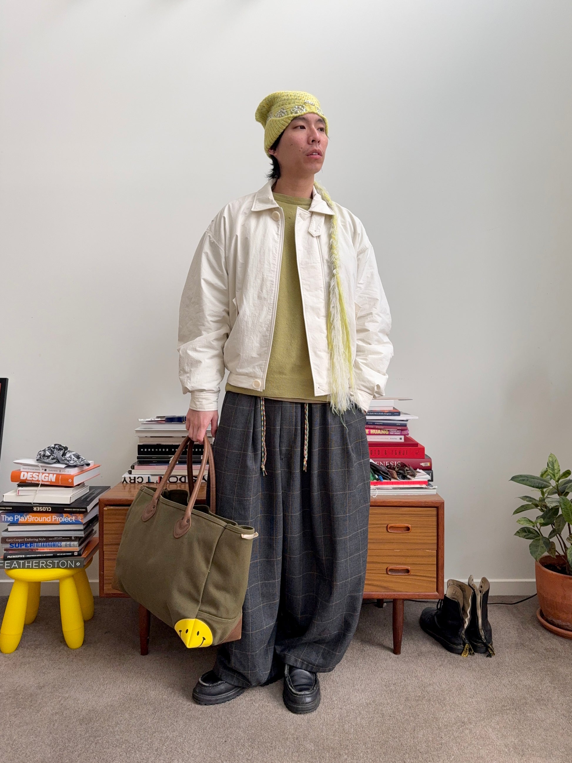 AMOMENTO Cream Padded Flight Bomber