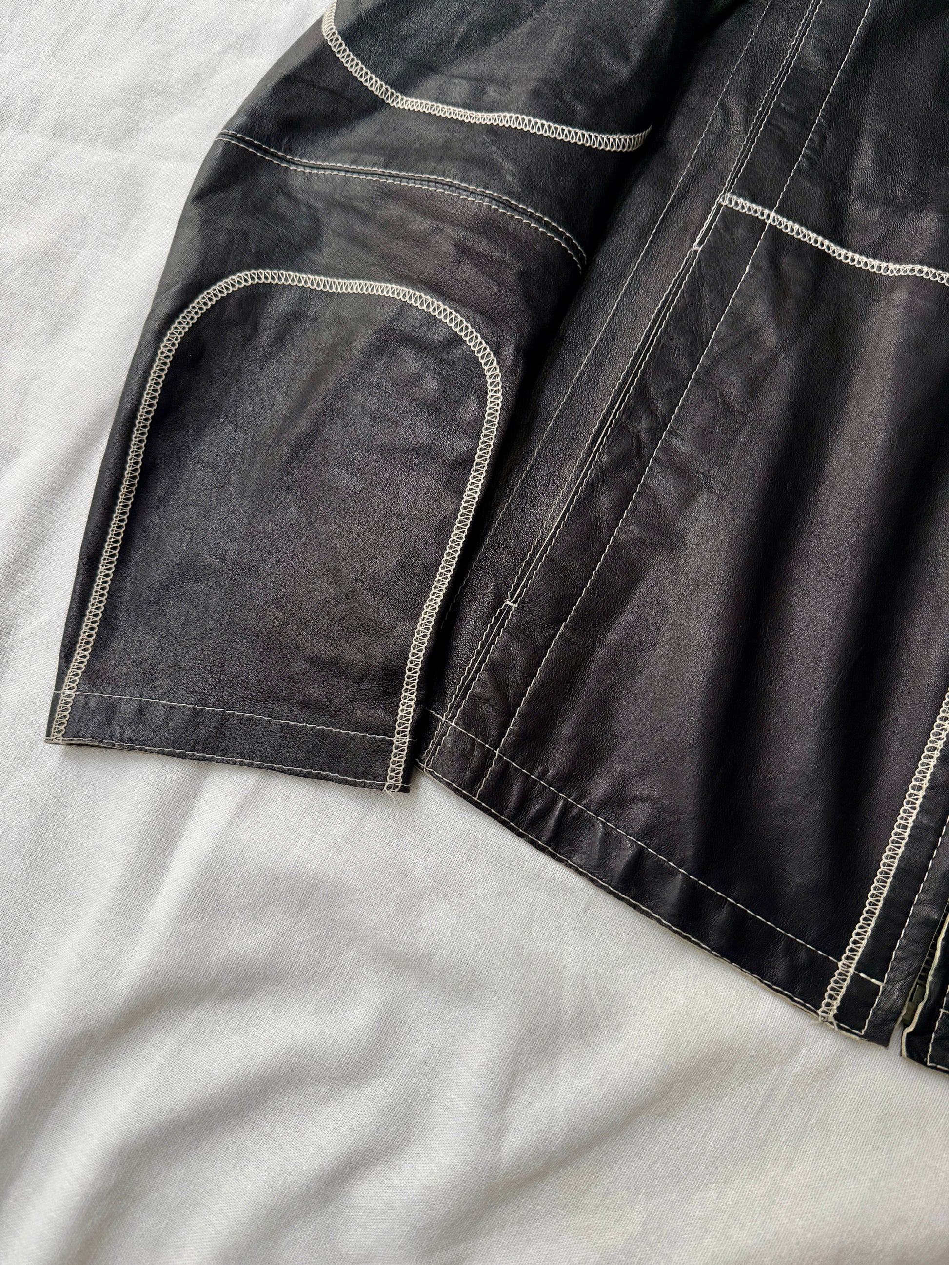 Hugo Boss Contrast Stitch Leather Jacket