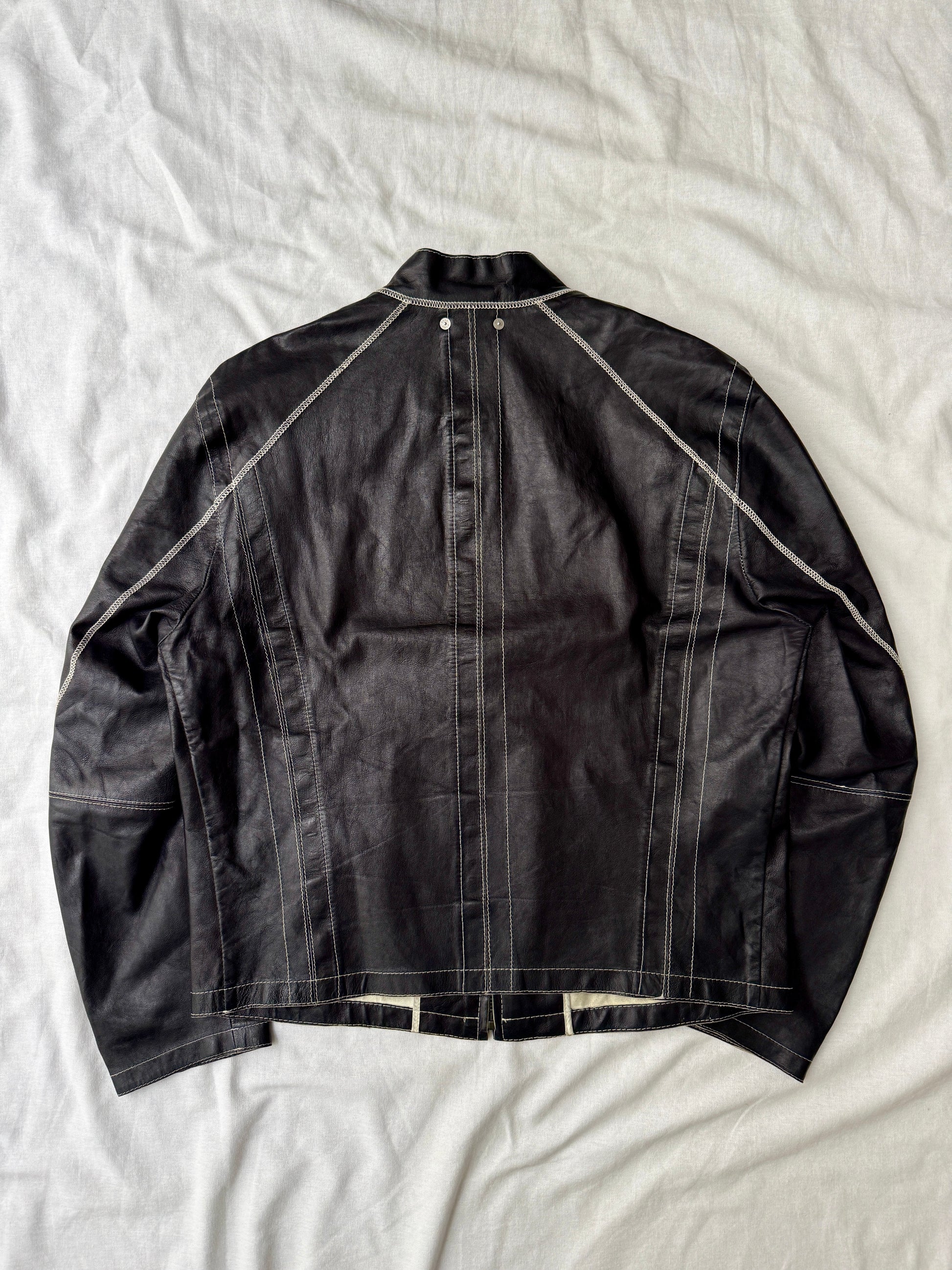 Hugo Boss Contrast Stitch Leather Jacket