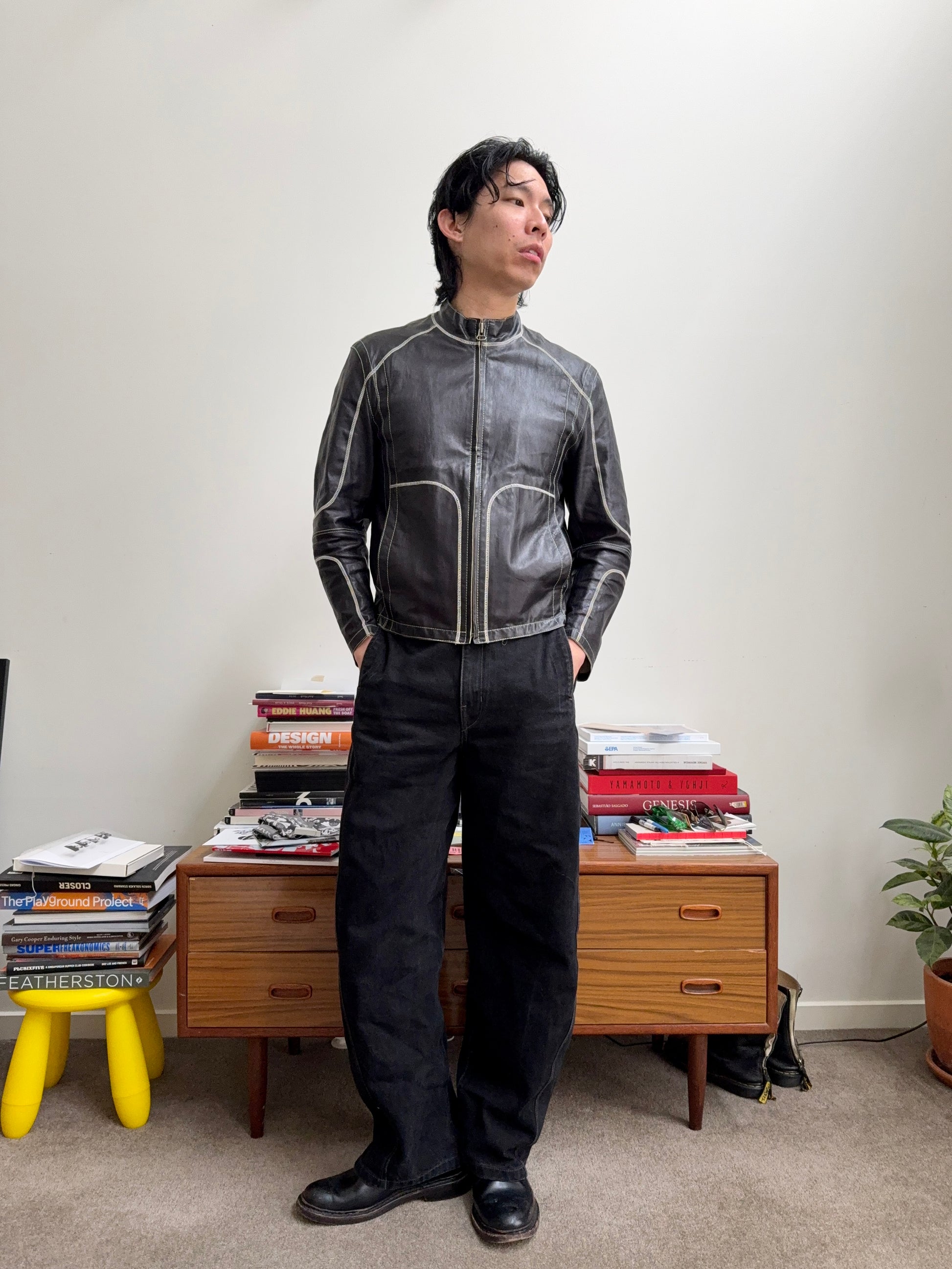 Hugo Boss Contrast Stitch Leather Jacket