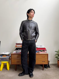Hugo Boss Contrast Stitch Leather Jacket