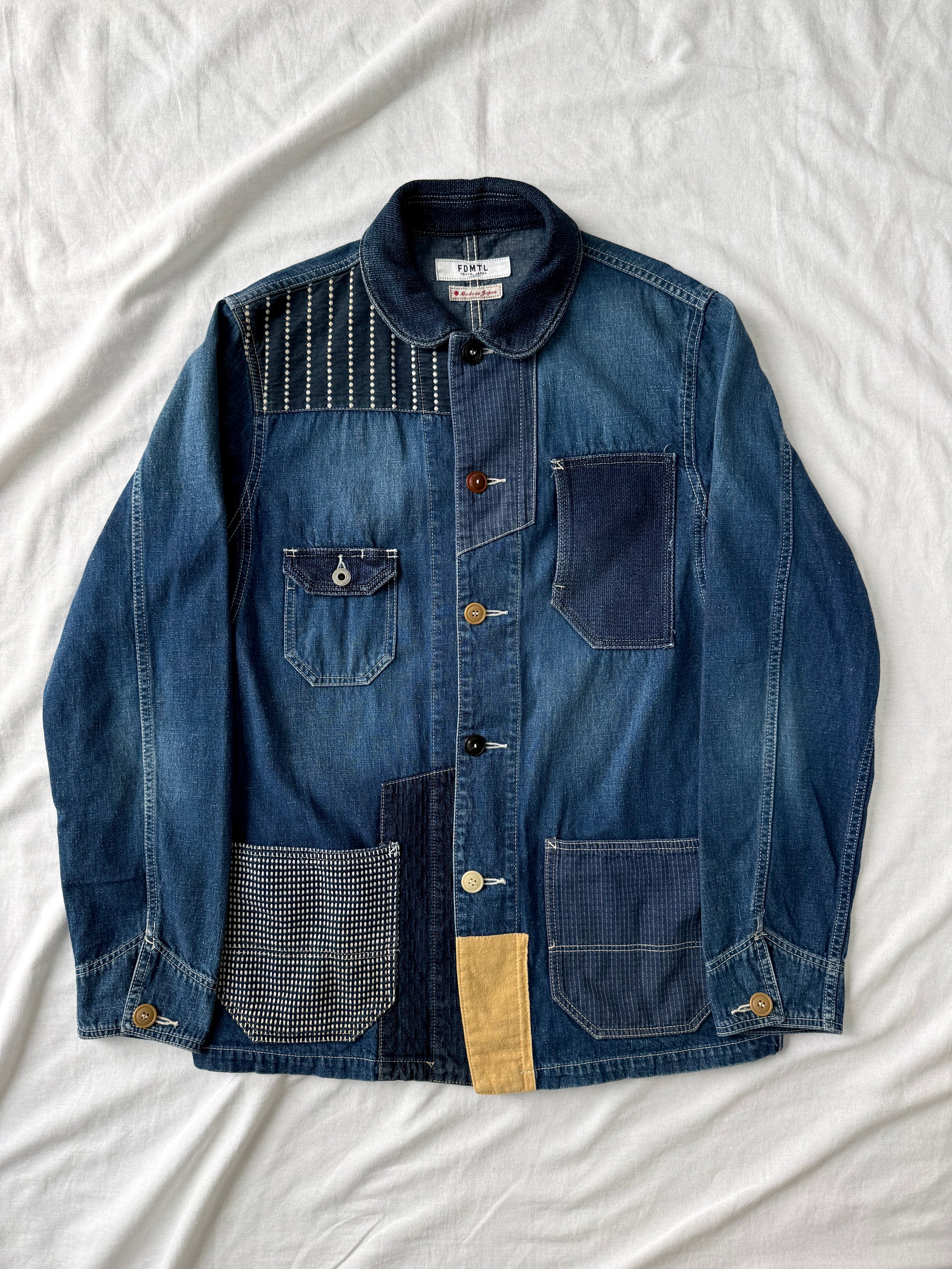 FDMTL Boro &amp; Sashiko Denim Chore Coat