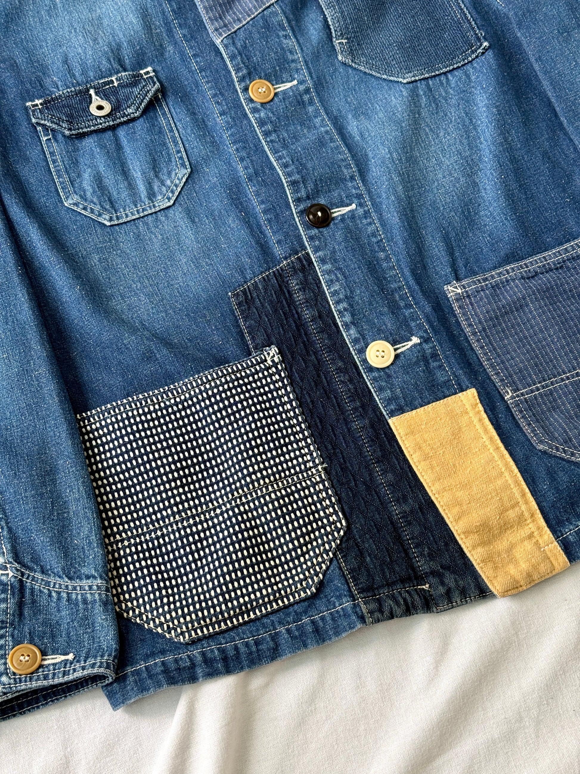 FDMTL Boro &amp; Sashiko Denim Chore Coat
