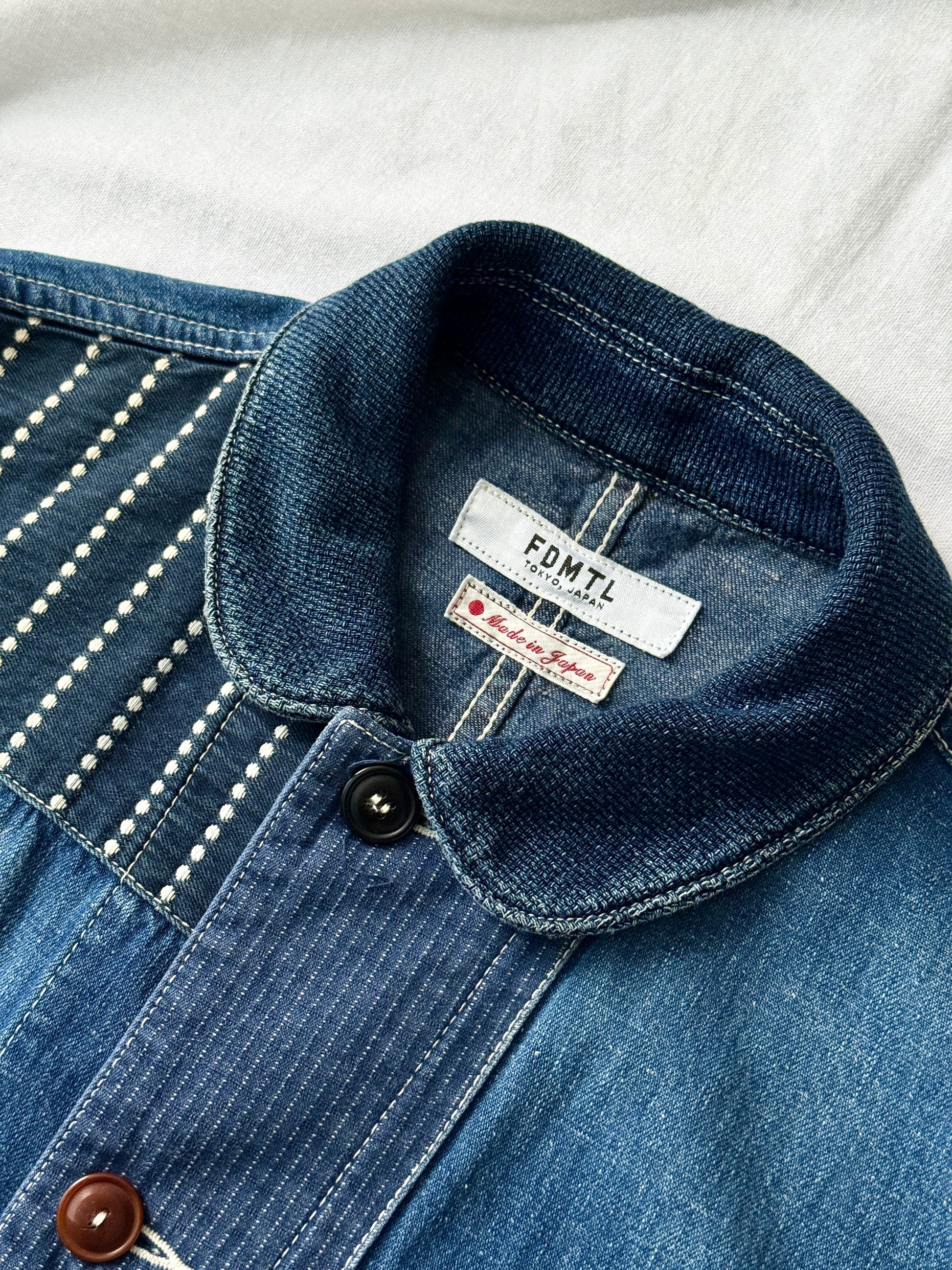 FDMTL Boro &amp; Sashiko Denim Chore Coat
