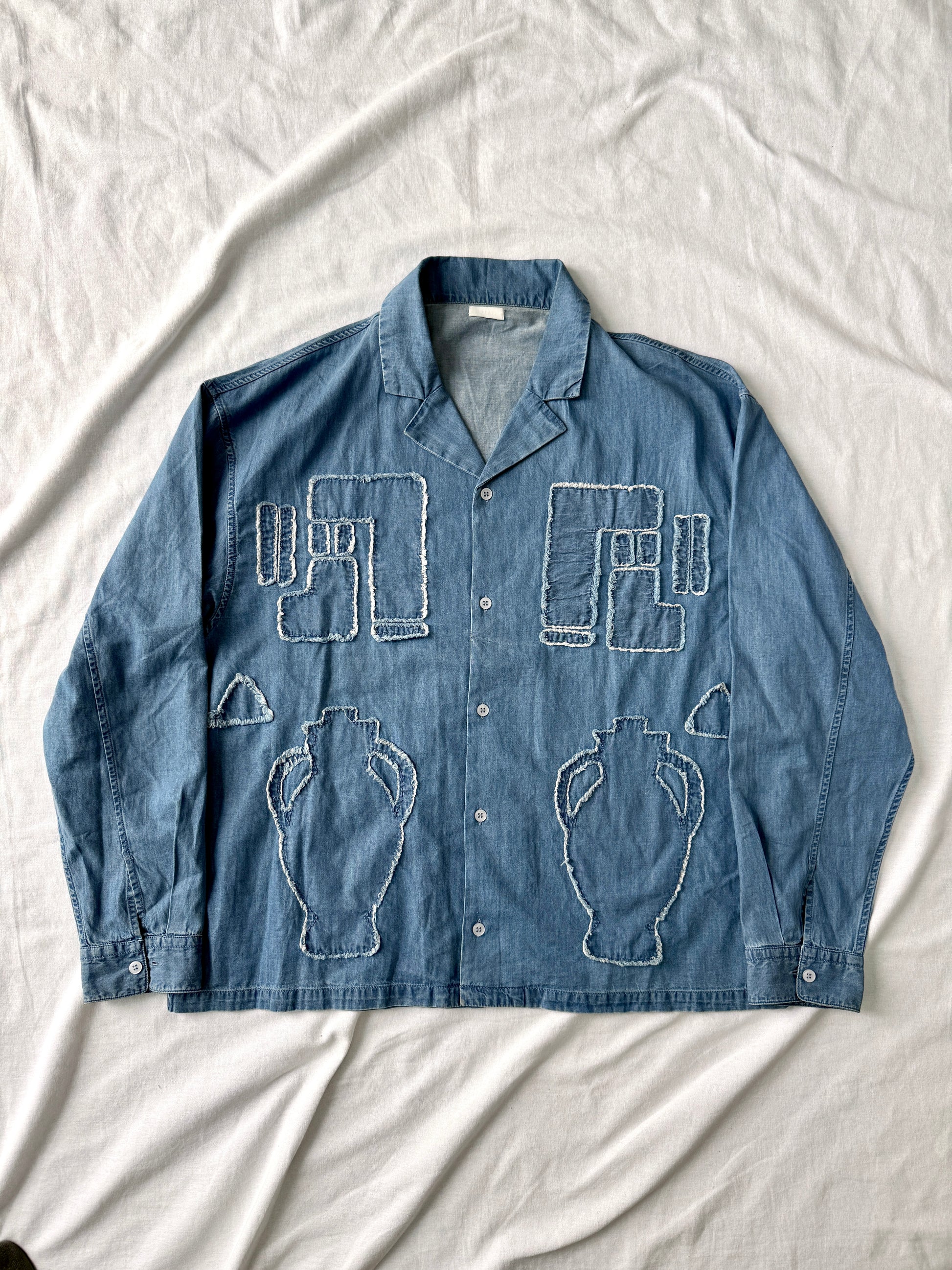 SEEALL Light Denim Patchwork Shirt