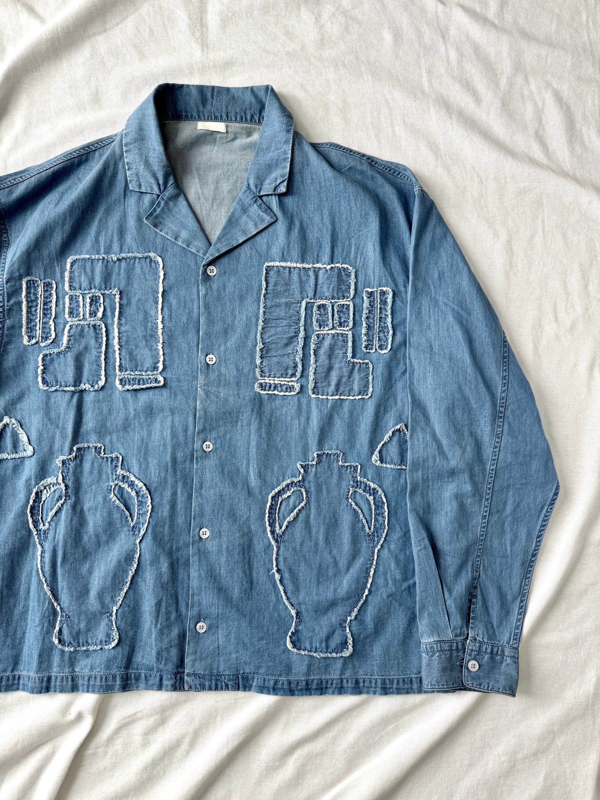 SEEALL Light Denim Patchwork Shirt