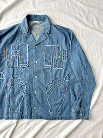 SEEALL Light Denim Patchwork Shirt