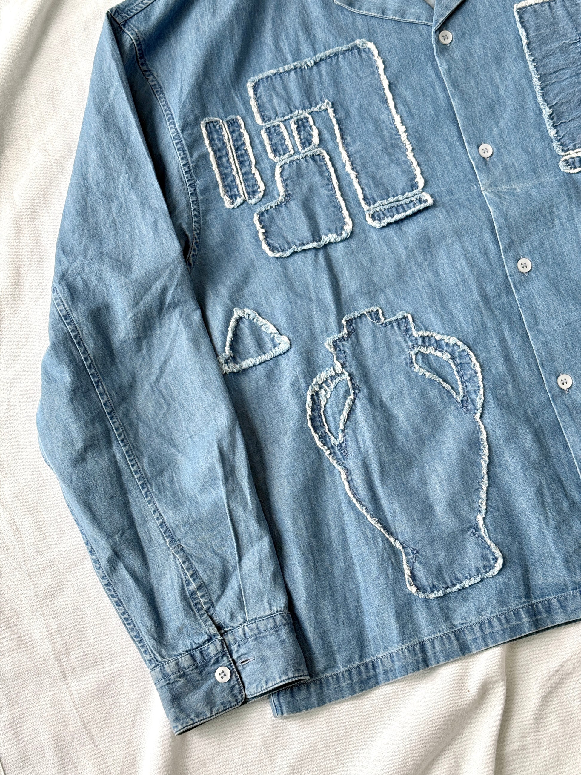 SEEALL Light Denim Patchwork Shirt