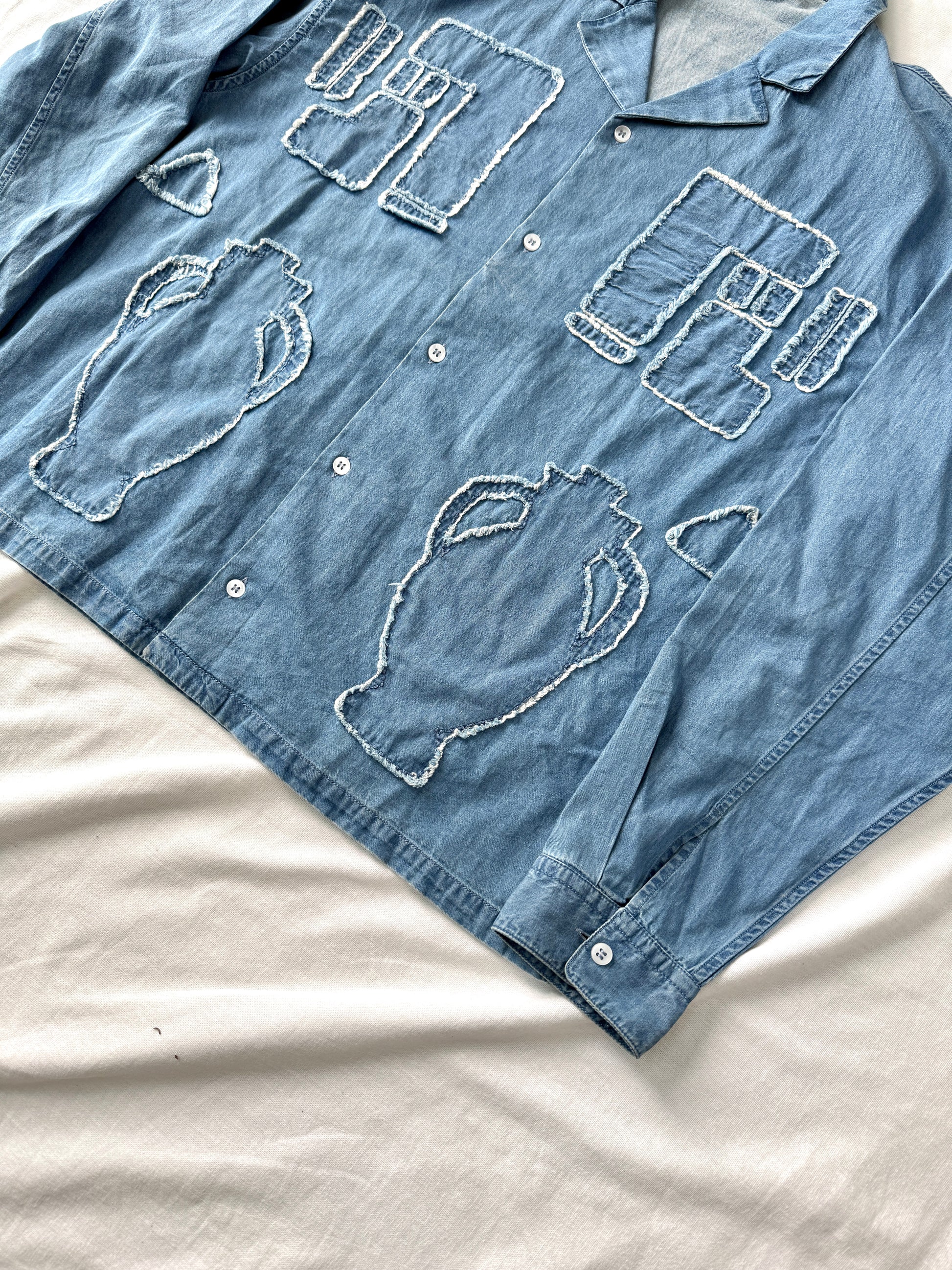 SEEALL Light Denim Patchwork Shirt