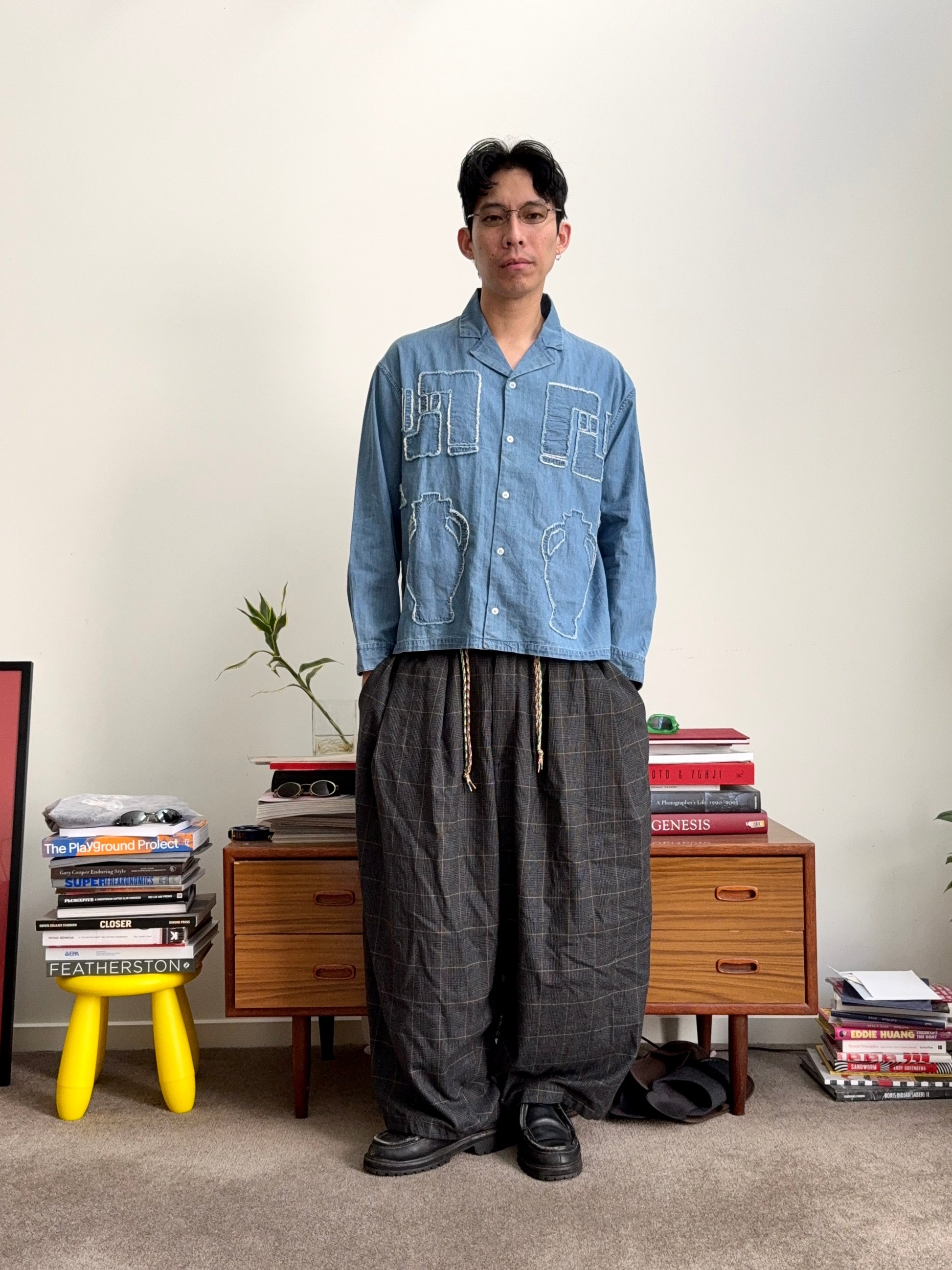 SEEALL Light Denim Patchwork Shirt