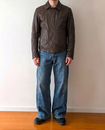 Emporio Armani Sashiko Leather Moto Jacket