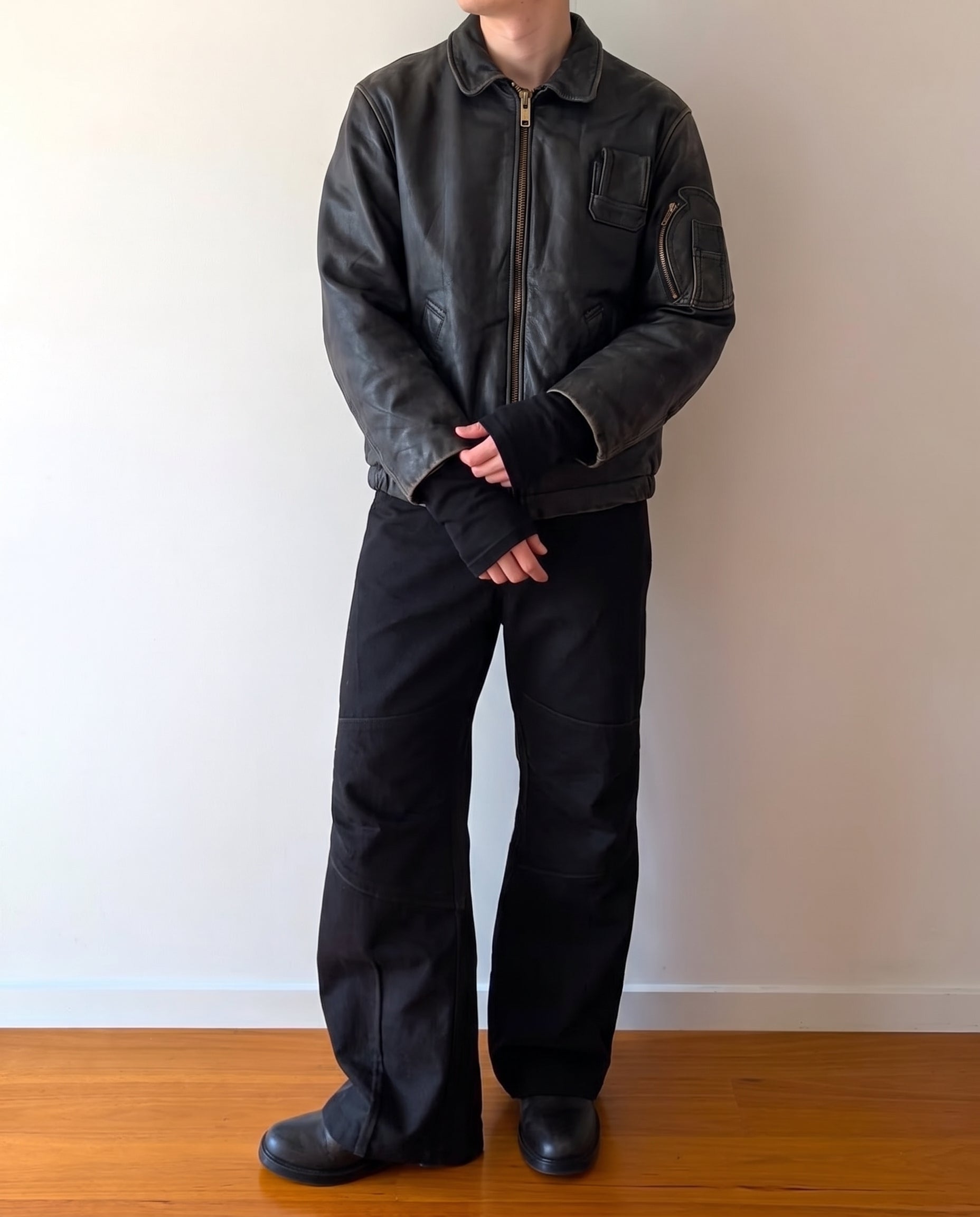 Vintage 1980s French Air Force Leather Pilot Jacket