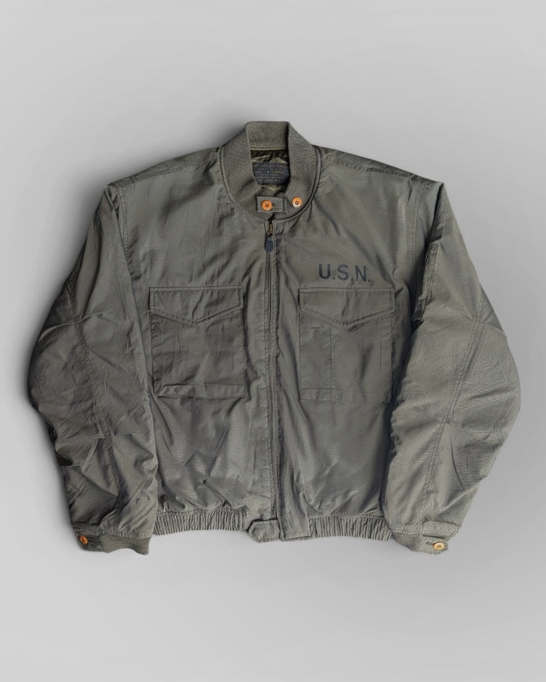 Vintage 90s USN WEP Padded Flight Jacket Olive XL