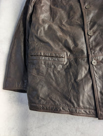 Armani Jeans Grained Leather Coat 1990's