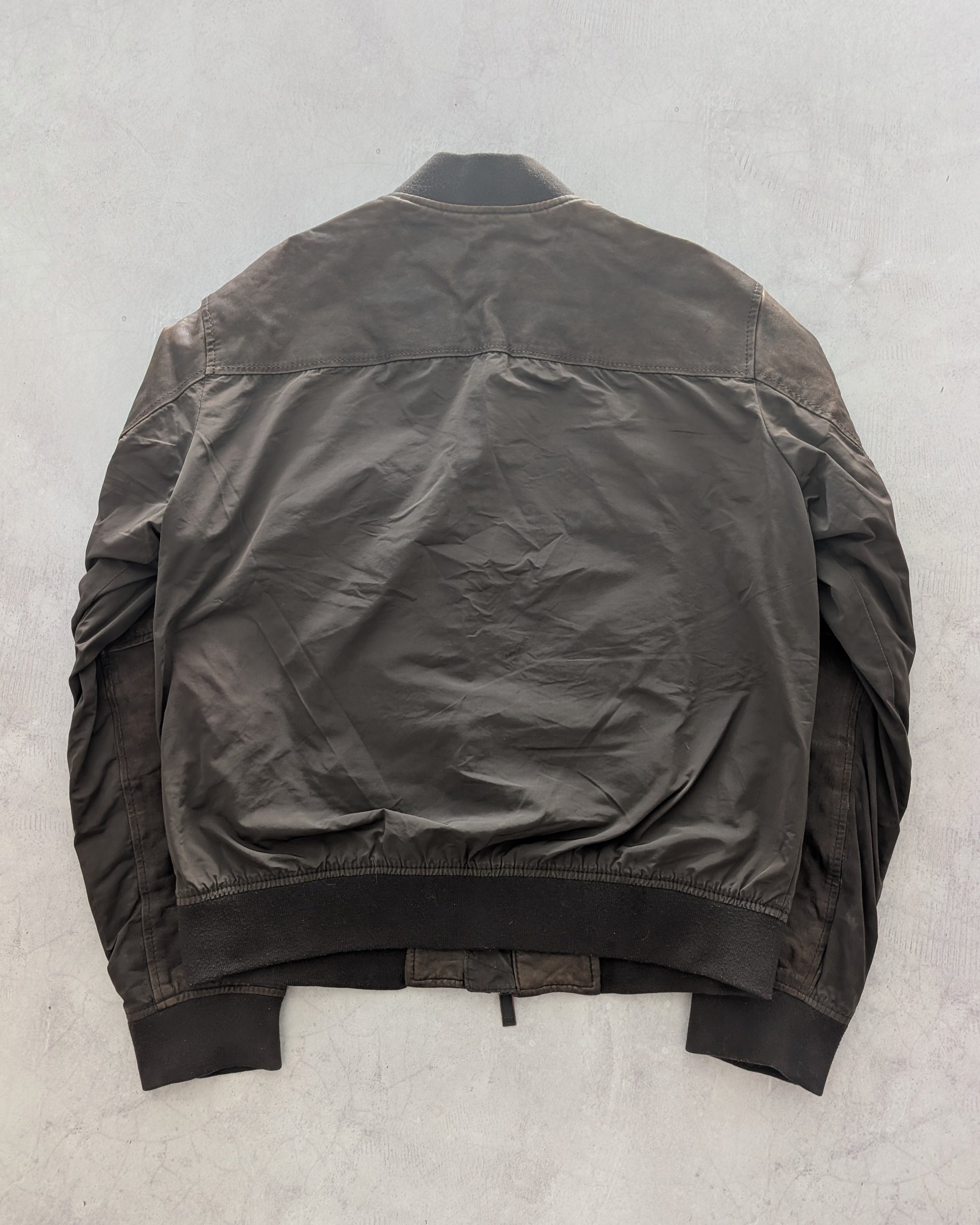 Armani Jeans Brown Lambskin Patchwork Bomber Jacket