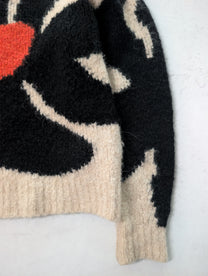 Paloma Wool Black &amp; Cream Floral Jacquard Knit Sweater