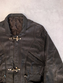Vintage 1990s Heavyweight Fireman Clasp Leather Jacket