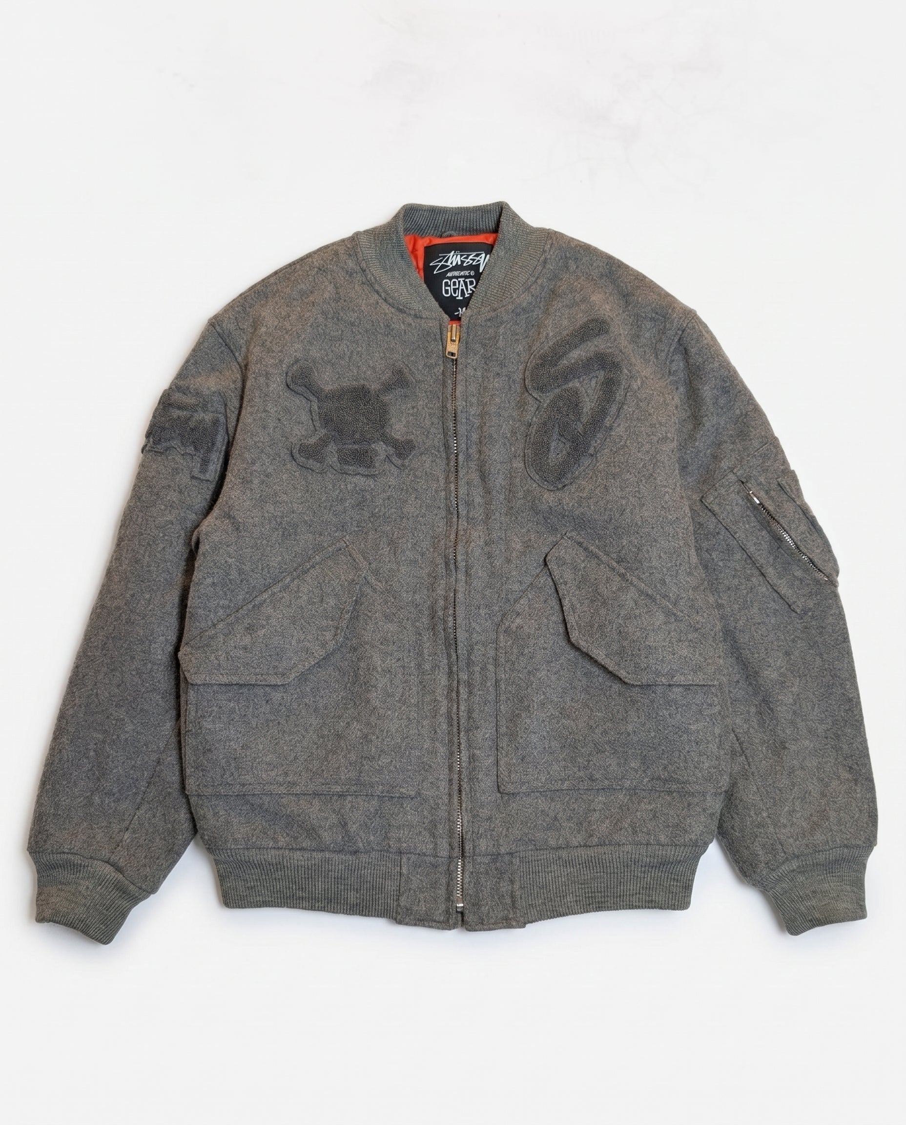 Stussy Wool Chenille Patch Bomber Jacket 90's