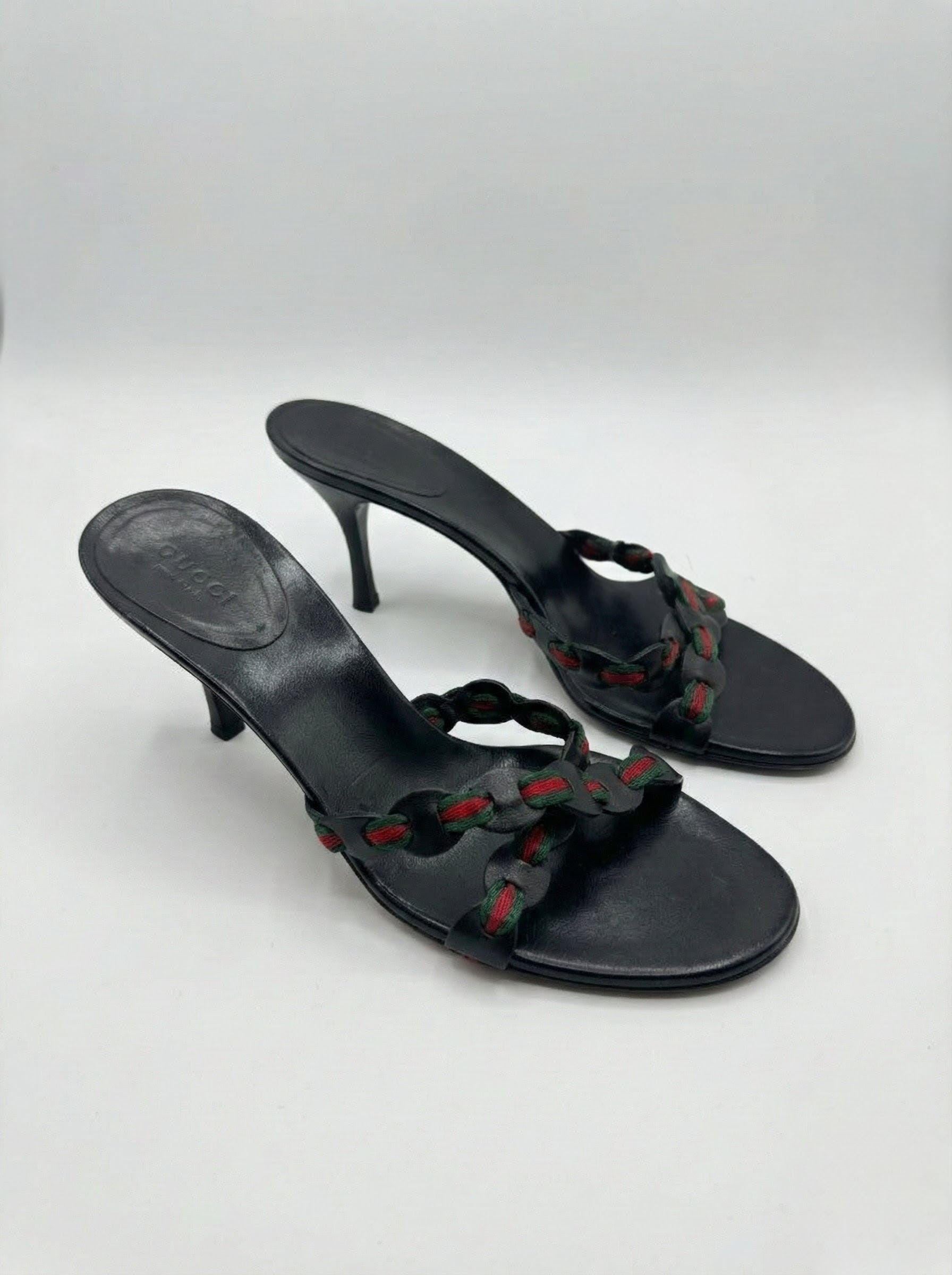 Gucci Tom Ford Era Web Interlocking Sandal Heels