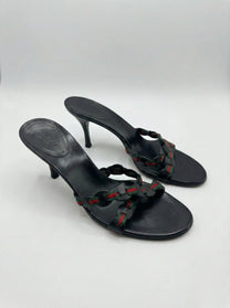 Gucci Tom Ford Era Web Interlocking Sandal Heels