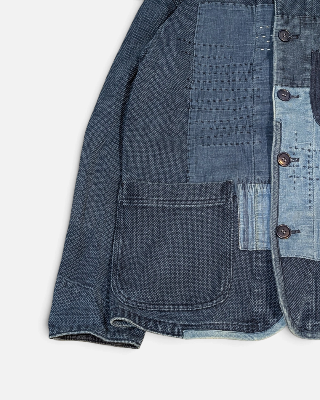 Blue Blue Japan Pure Indigo Sashiko Boro Patchwork Chore Jacket