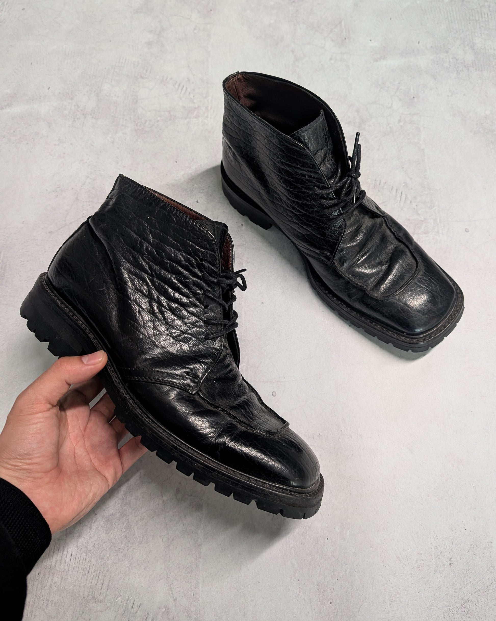 Prada Vintage Textured Leather Square-Toe Vibram Chukka Boots