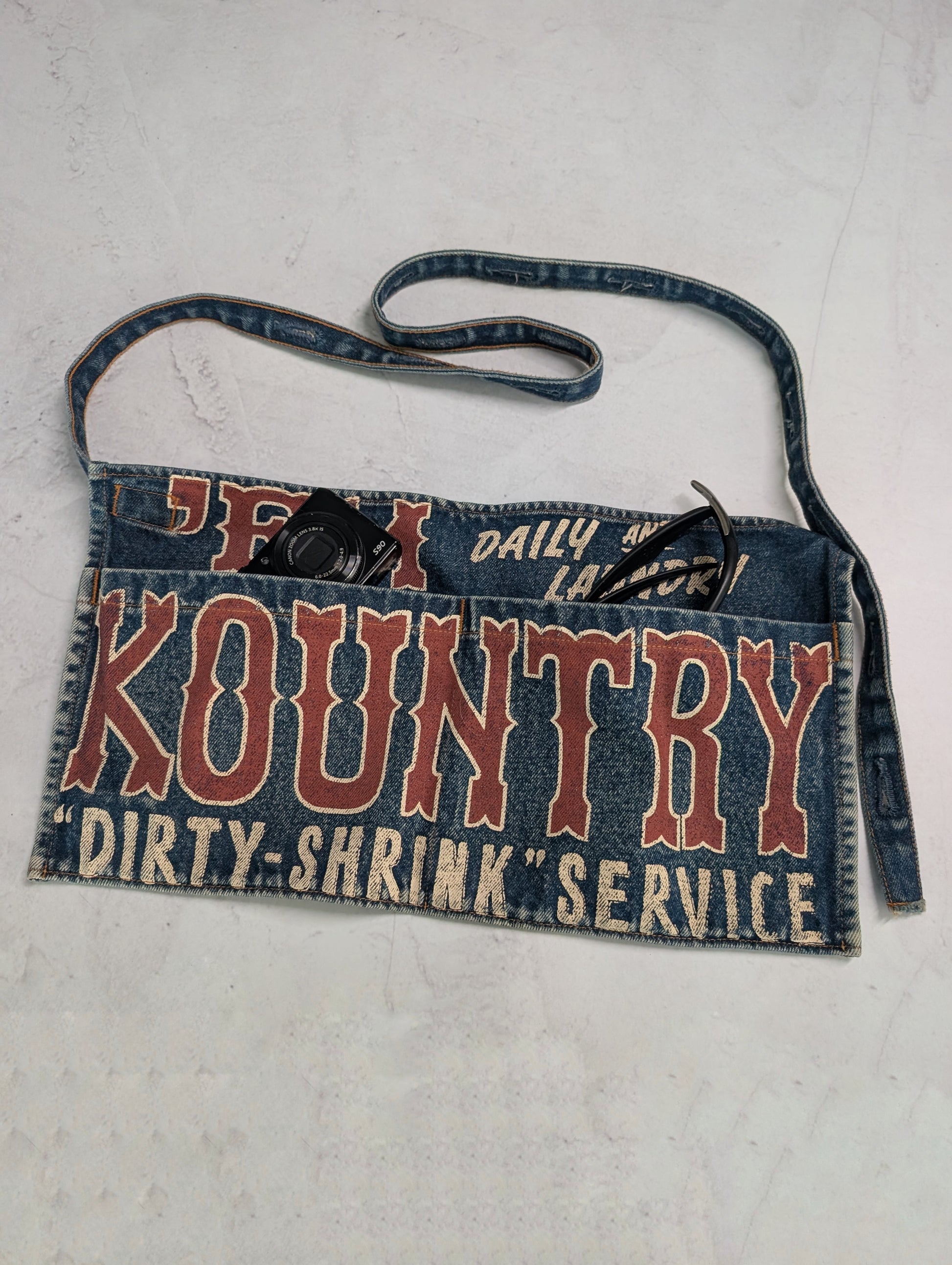 Kapital Kountry 'Em Daily &amp; Laundry' Printed Denim Utility Apron Bag