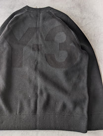 Adidas Y-3 Distressed Knit Wool Big Logo Sweater