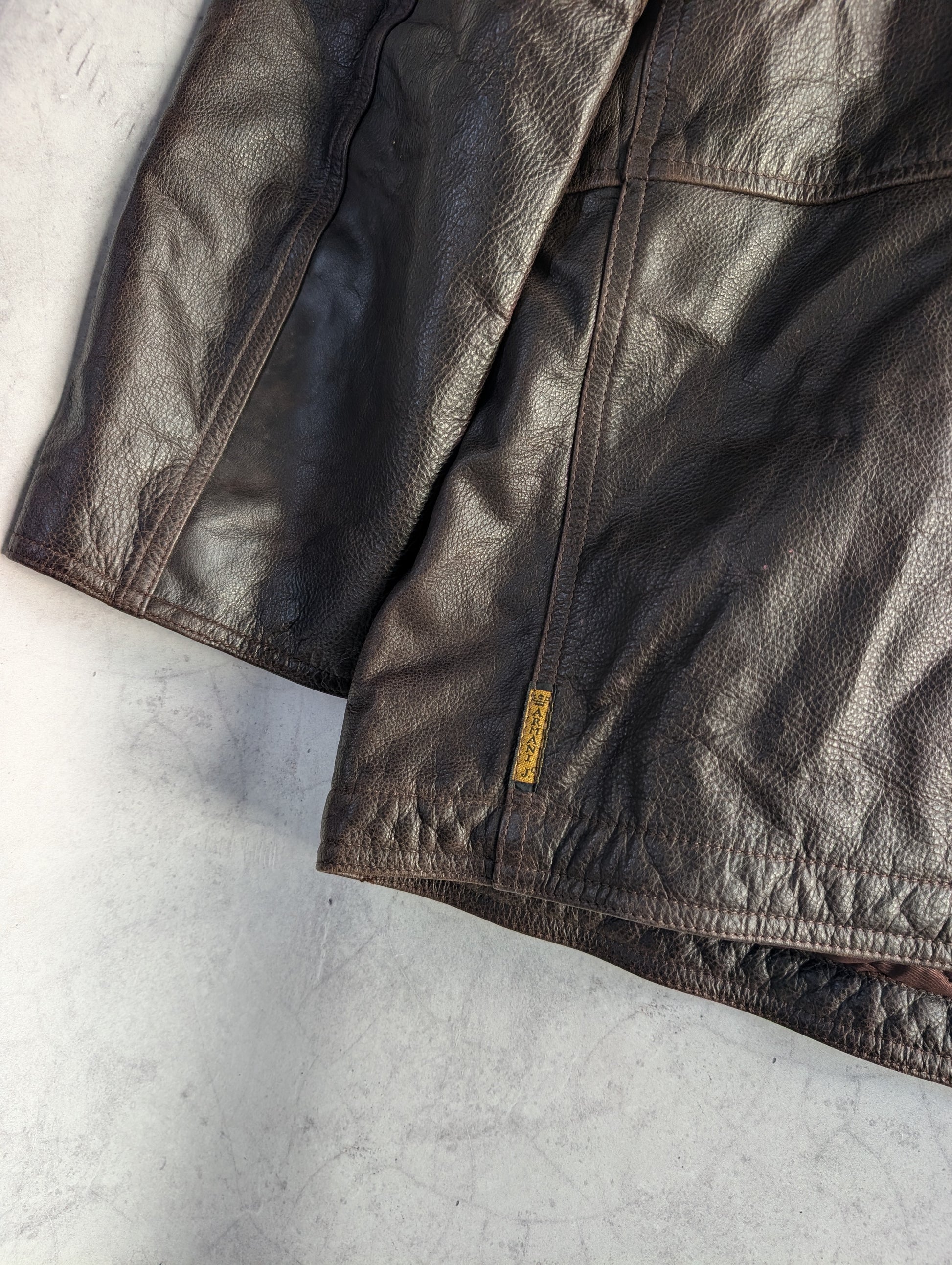 Armani Jeans Grained Leather Coat 1990's