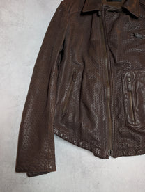 Emporio Armani Sashiko Leather Moto Jacket