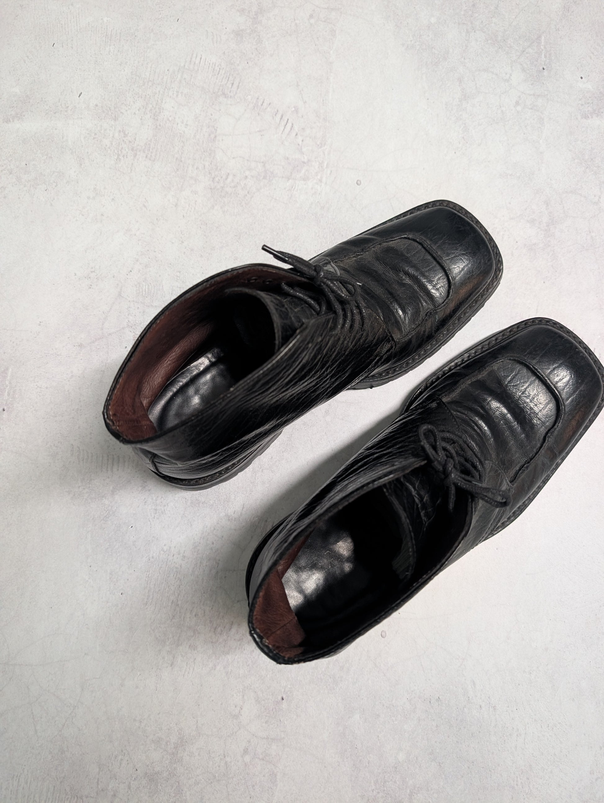 Prada Vintage Textured Leather Square-Toe Vibram Chukka Boots