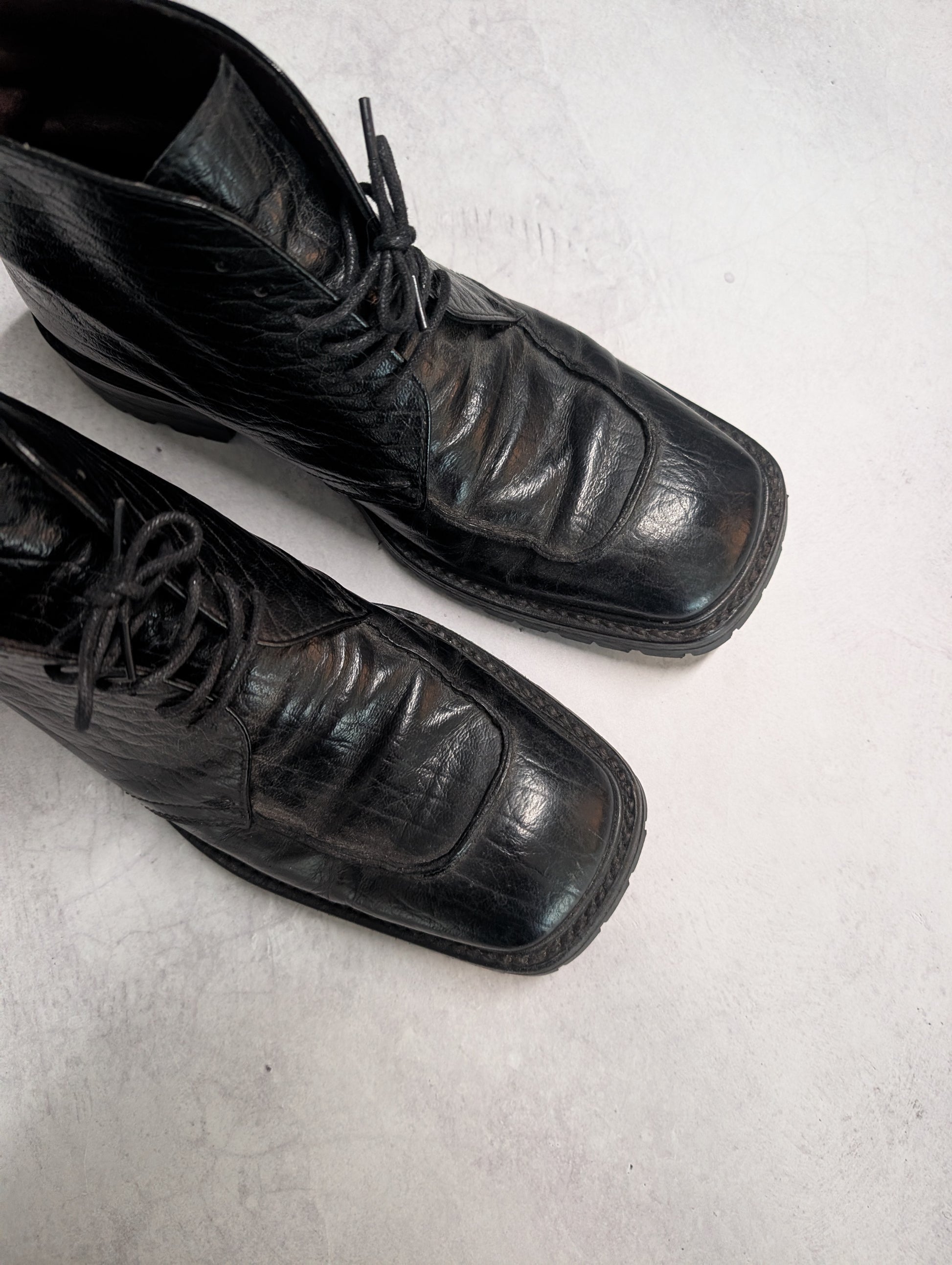 Prada Vintage Textured Leather Square-Toe Vibram Chukka Boots