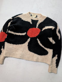 Paloma Wool Black &amp; Cream Floral Jacquard Knit Sweater
