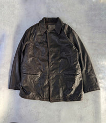 Armani Jeans Grained Leather Coat 1990's