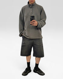 Meanswhile Ribbed High-Neck Snap Pullover