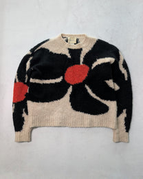 Paloma Wool Black &amp; Cream Floral Jacquard Knit Sweater