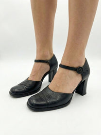 Vintage Yves Saint Laurent Square-Toe Block Heels
