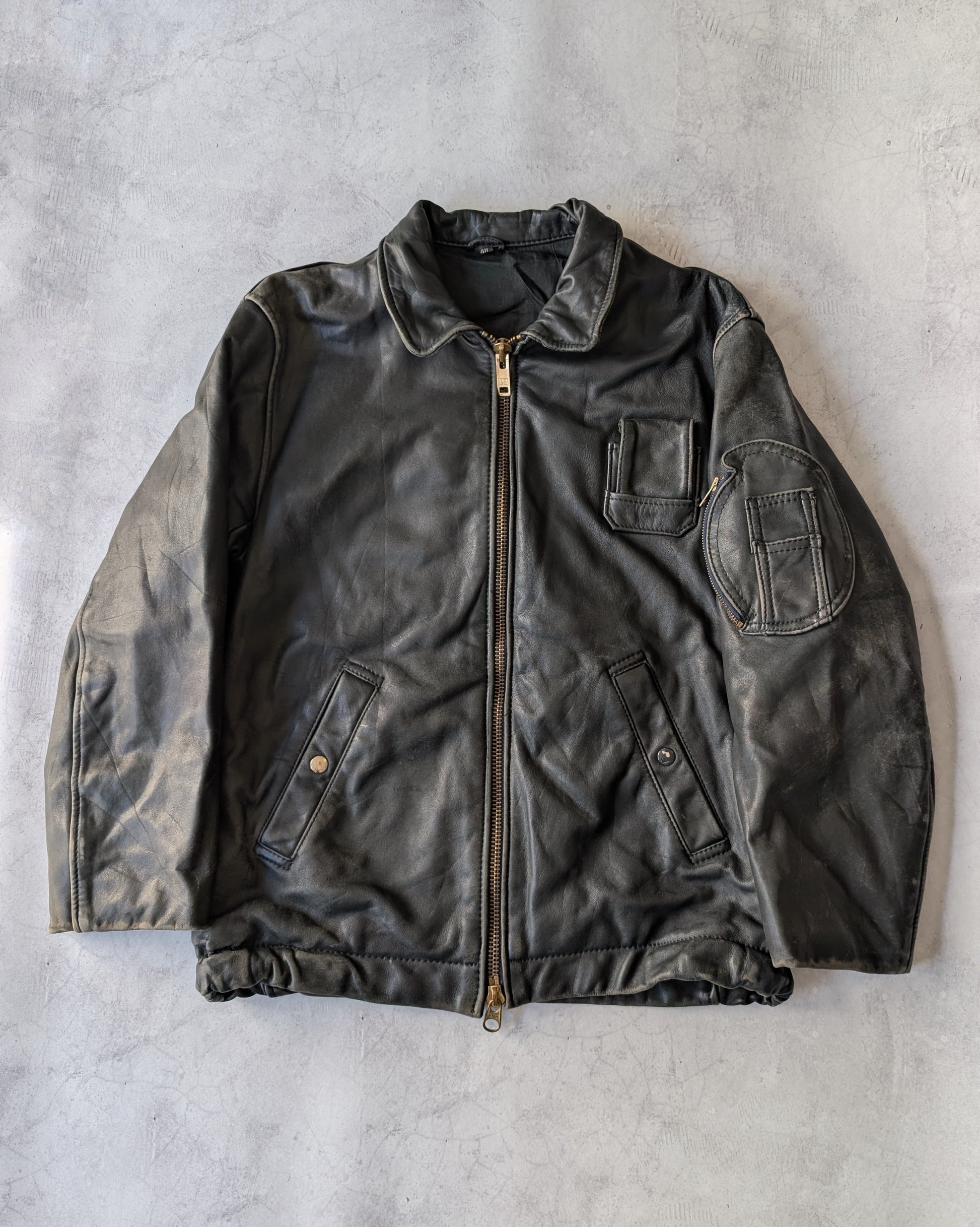 Vintage 1980s French Air Force Leather Pilot Jacket