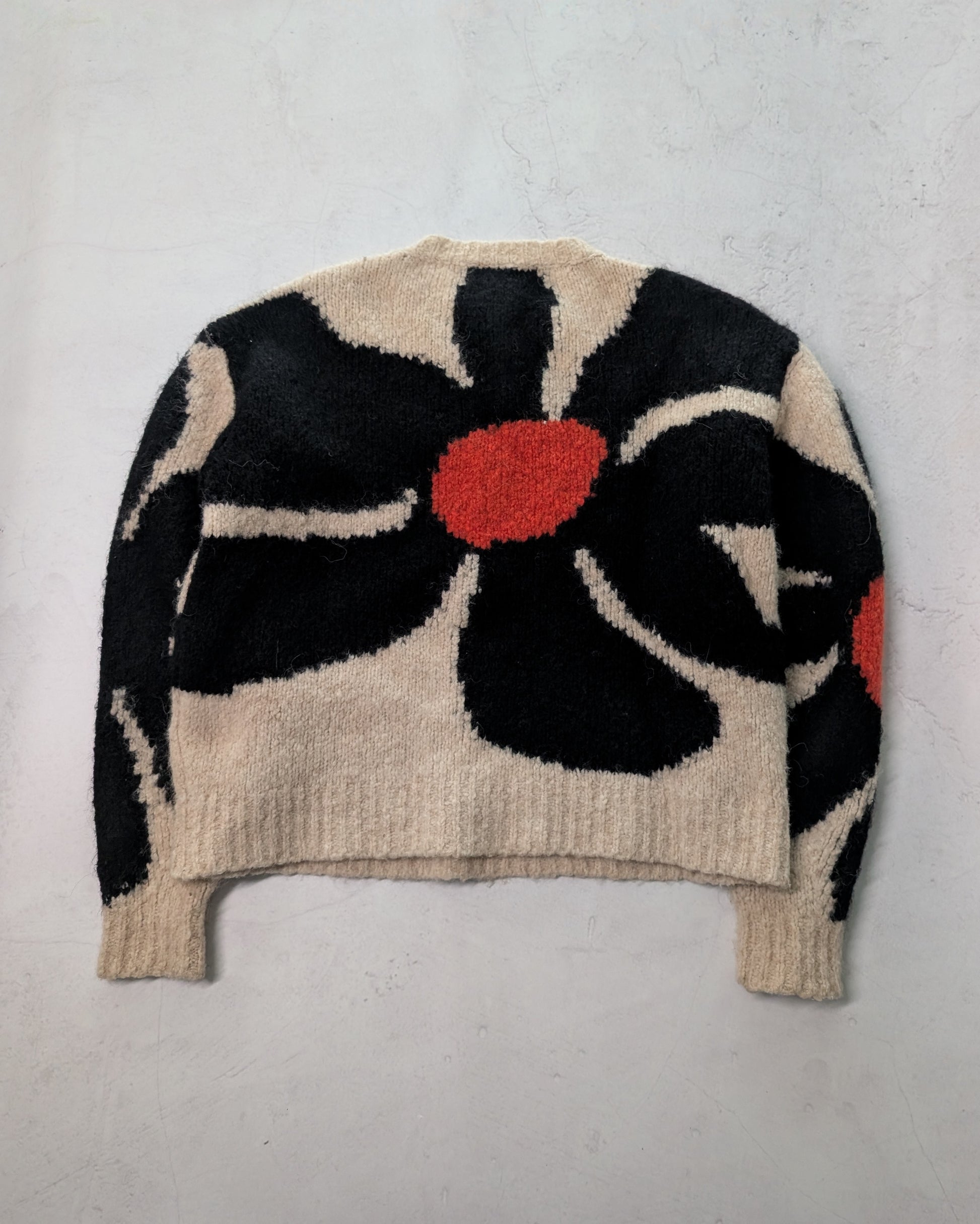 Paloma Wool Black &amp; Cream Floral Jacquard Knit Sweater